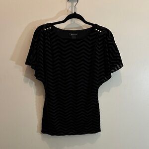 White House Black Market Black Chevron Blouse XS